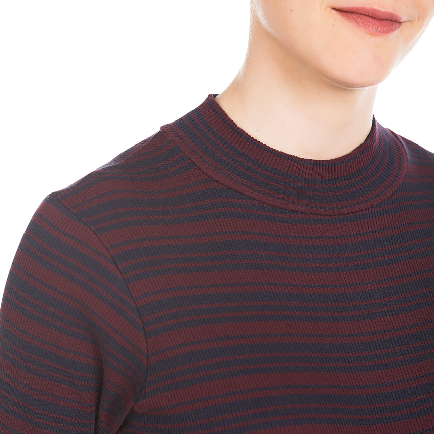 Robe de grossesse manches courtes rayée en côte 