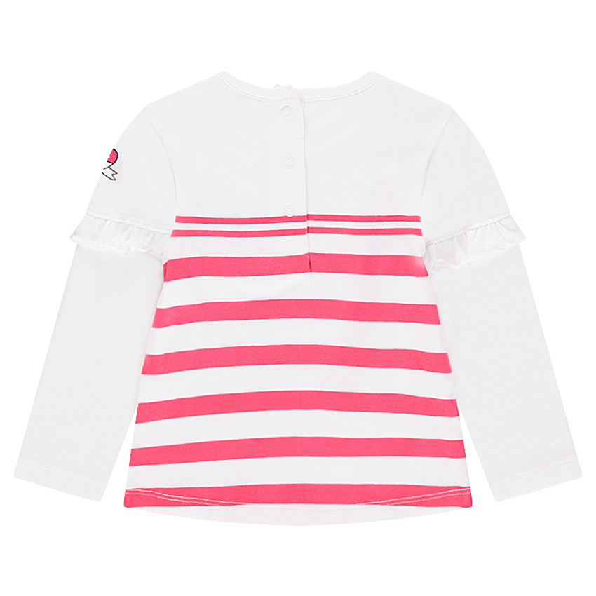 Tee-shirt manches longues en jersey avec rayures et volant sur les manches 