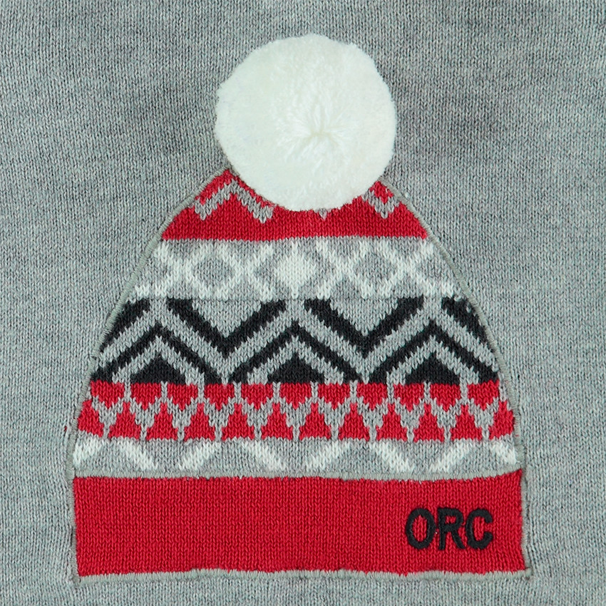 Pull sans manches en tricot avec bonnet en jacquard et pompon 