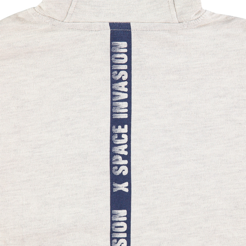 Tee-shirt manches longues à capuche effet 2 en 1 print soucoupes volantes 