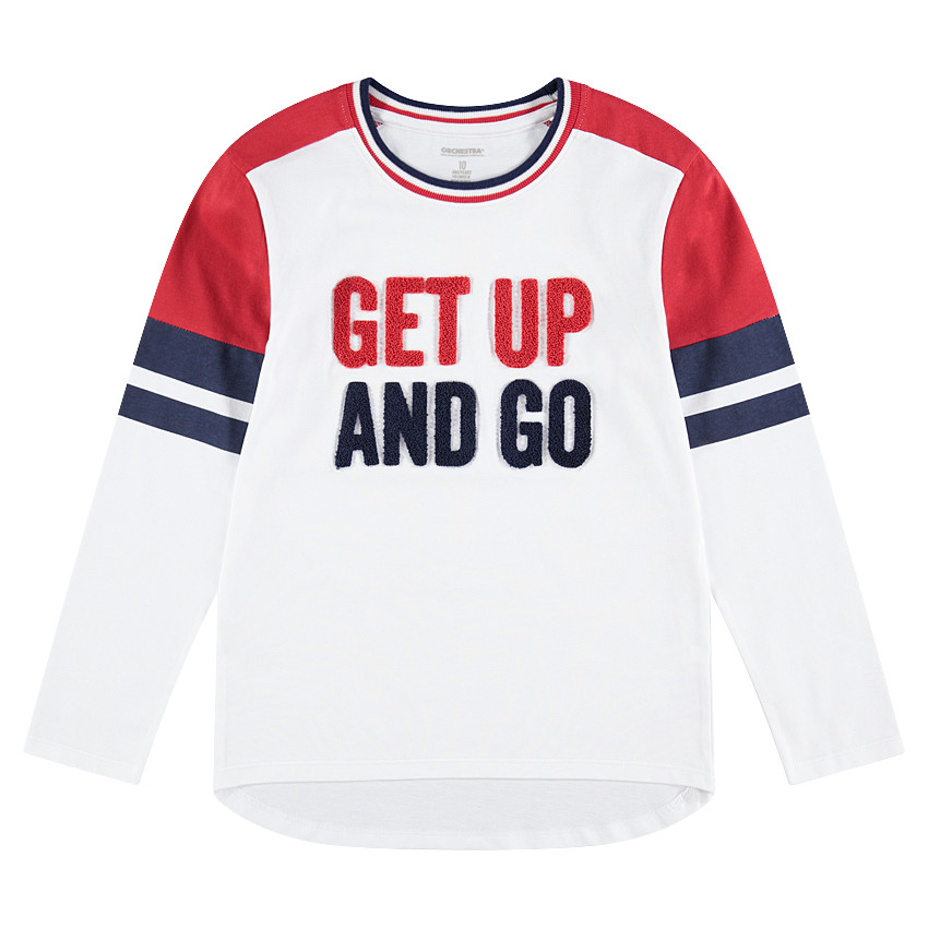 Junior - Tee-shirt manches longues en jersey avec inscriptions en bouclette 