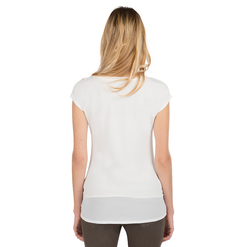 Tee-shirt de grossesse manches courtes avec maille ajourée 