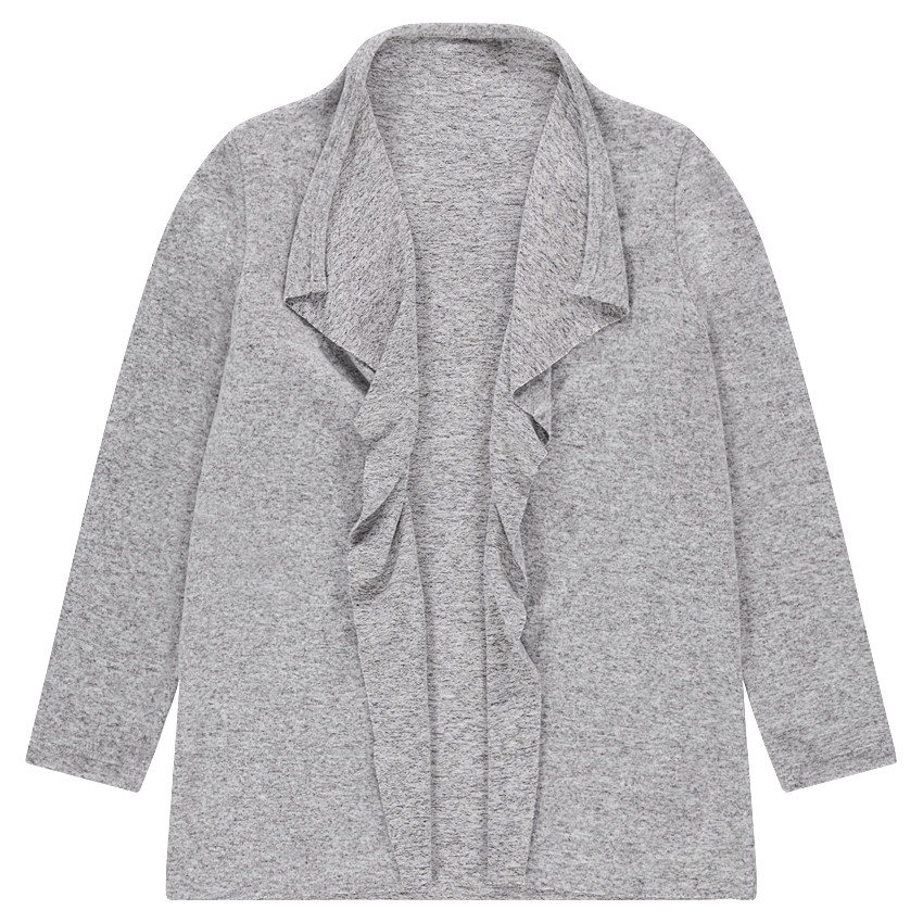 Gilet en tricot gris chiné avec pans fantaisie 