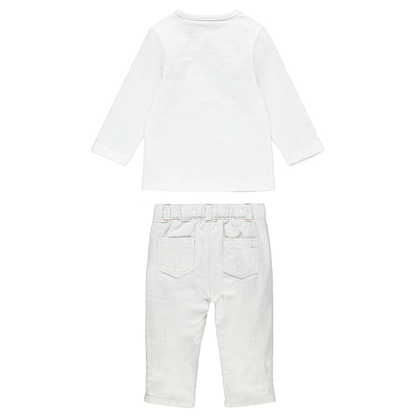 Ensemble tee-shirt manches longues avec animaux printé et pantalon uni 