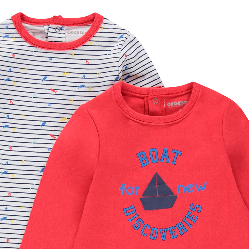 Lot de 2 dors-bien en jersey à rayures et bateaux printés 