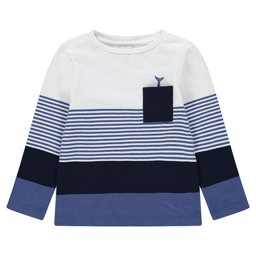 Marinière en coton avec rayures contrastées et poche plaquée 