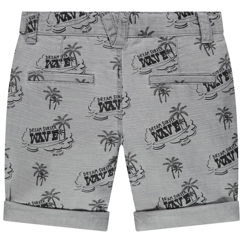 Bermuda effet chiné à palmiers et inscriptions all-over 