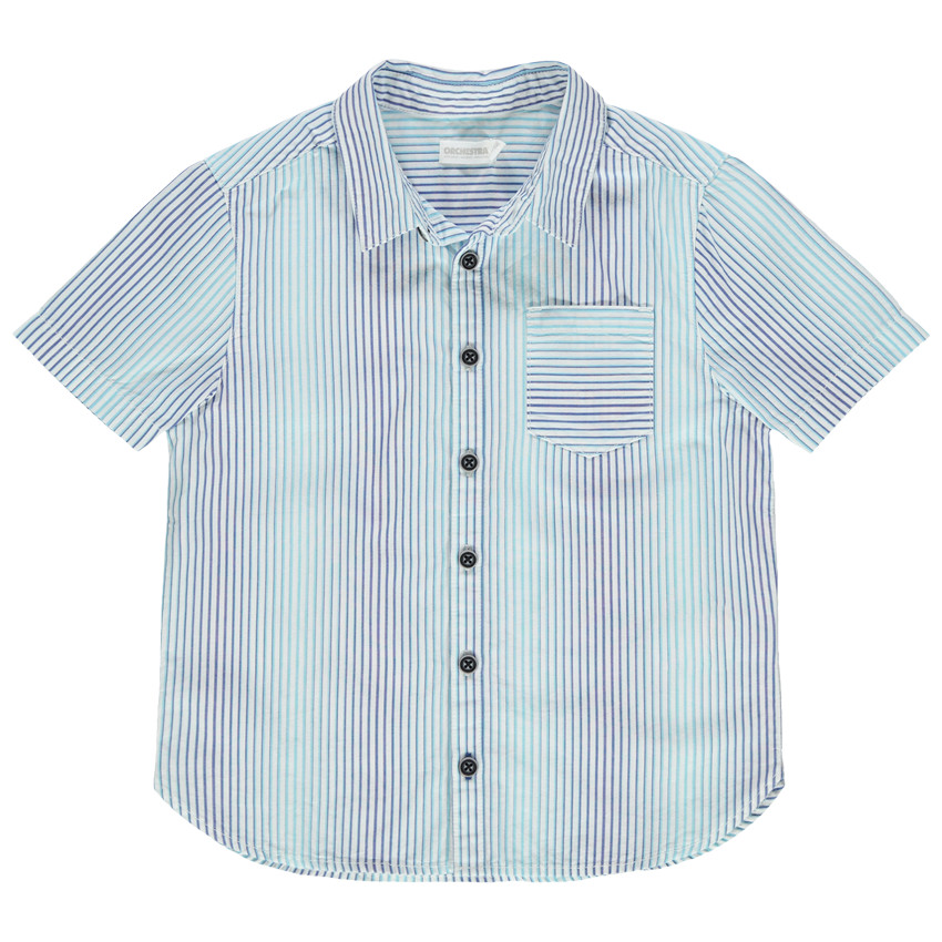 Chemise manches courtes à rayures verticales et poche 