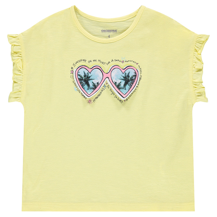 Tee-shirt à manches courtes volantées et lunettes patchées 