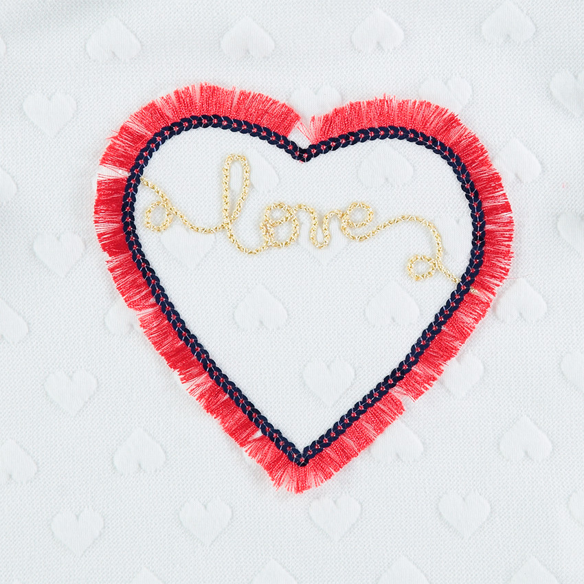 Sweat en molleton avec coeurs en relief et coeur à franges 