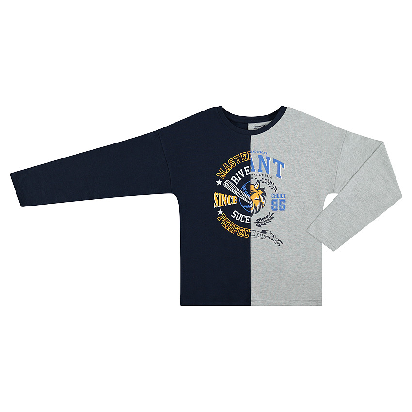Tee-shirt manches longues bicolore avec motif fantaisie 