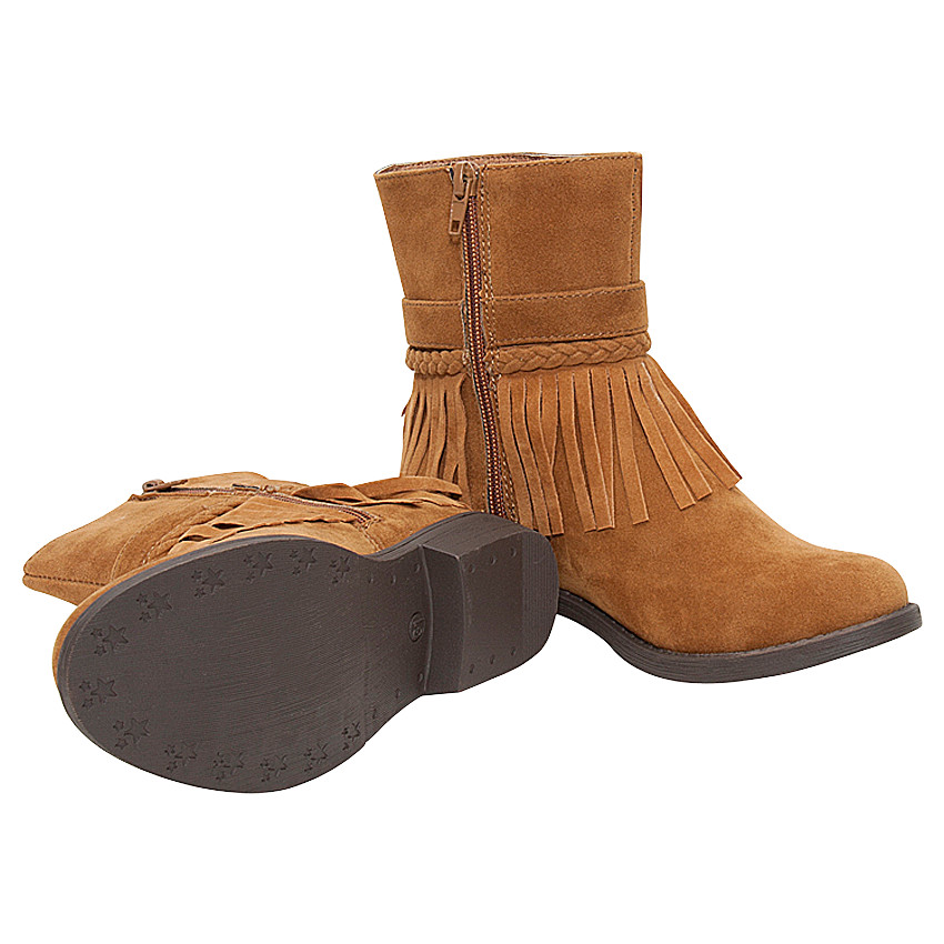 Bottines à franges et tresses effet suédine 