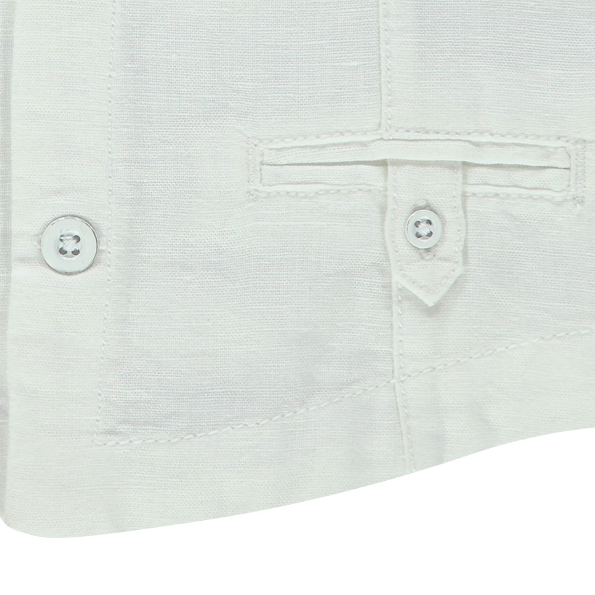 Gilet serveur en lin et coton avec poche passepoilée 