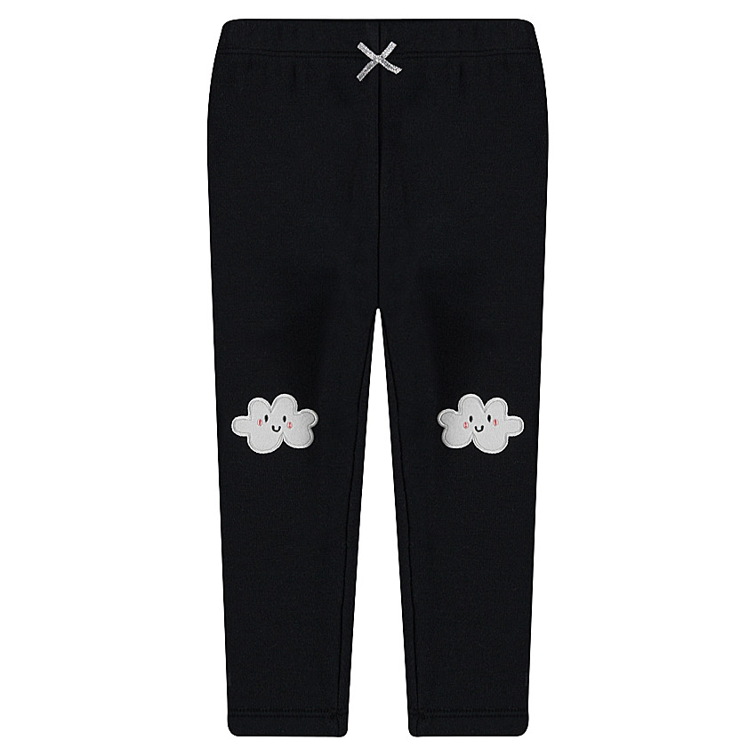 Legging en jersey avec noeud brillant cousu et nuages patchés 