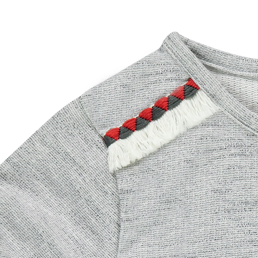 Gilet en molleton chiné avec galons frangés 