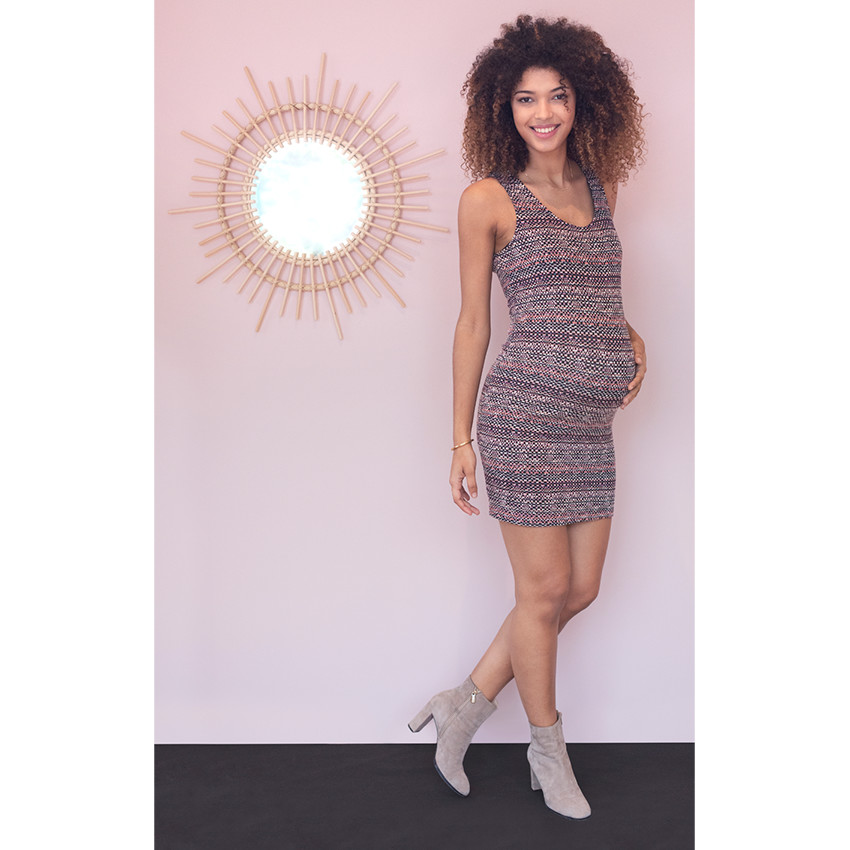 Robe de grossesse sans manches en jacquard 