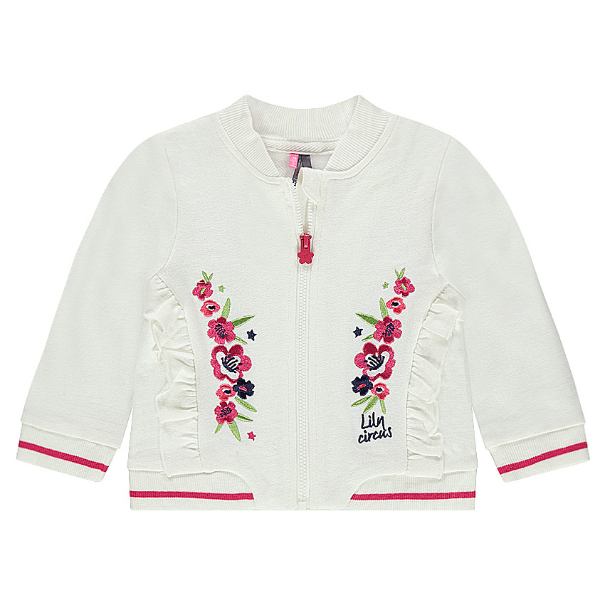 Gilet en molleton avec fleurs brodées et volants 