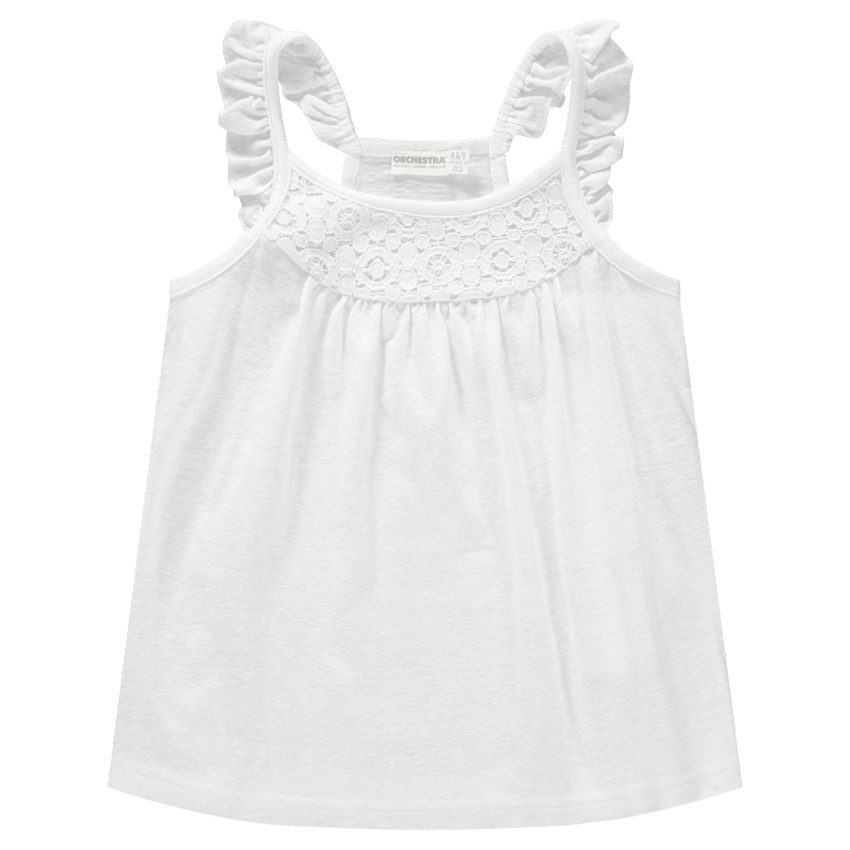 Débardeur en coton chiné avec bretelles volantées 