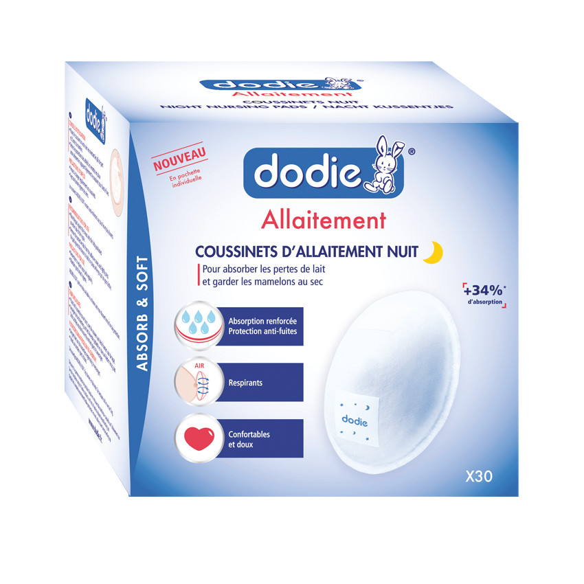 Lot de 30 coussinets d'allaitement jetables de nuit - Blanc 