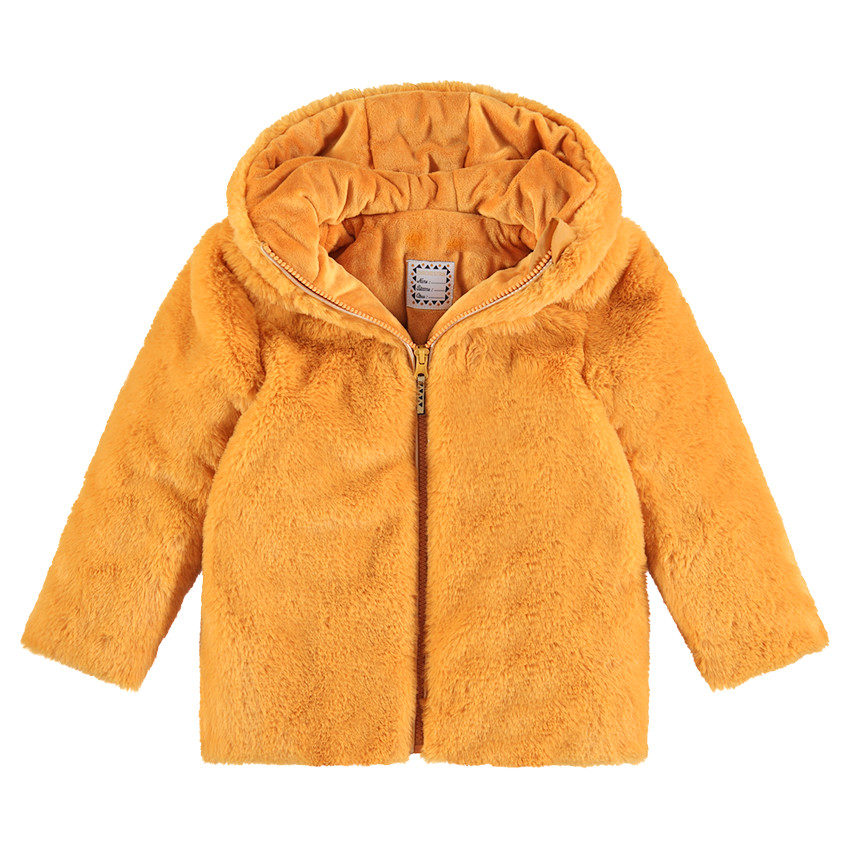 Manteau en fausse fourrure moutarde doublé sherpa 