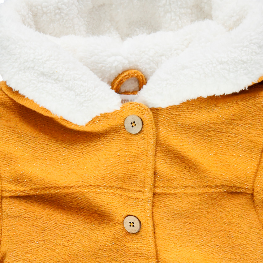 Manteau en drap de laine doublé sherpa à poches 