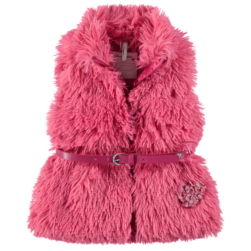Gilet sans manches en fausse fourrure à ceinture ajustable 