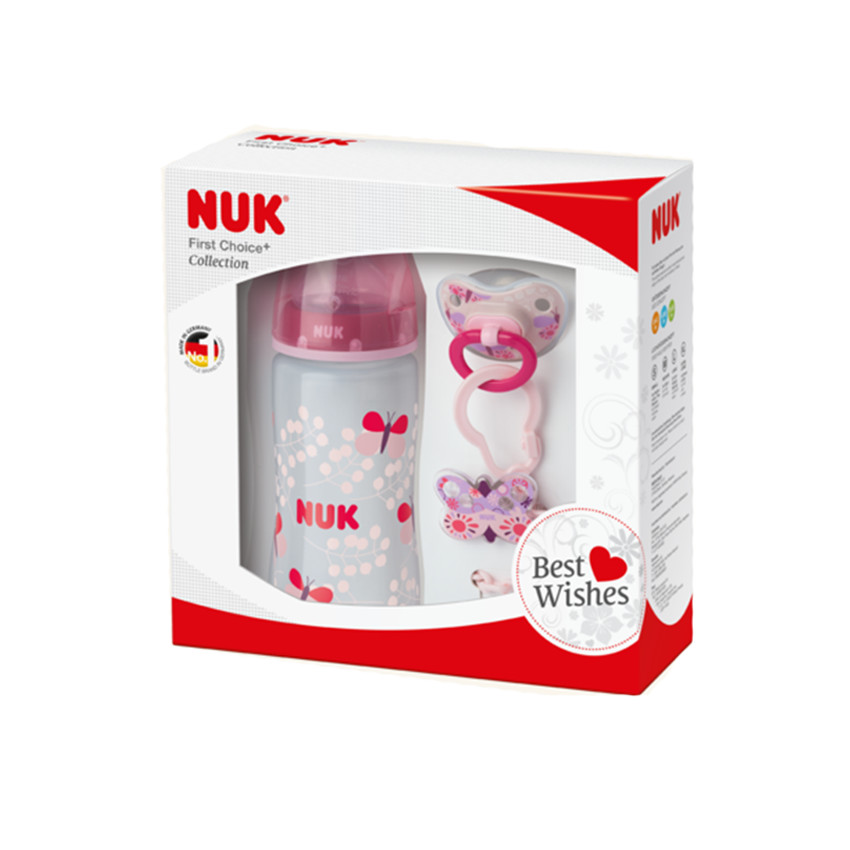 Pack biberon + sucette First Choice - Rose 