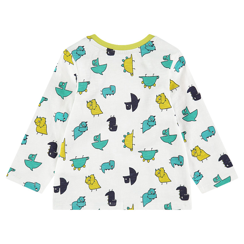Tee-shirt manches longues en jersey slub avec dinosaures printés all-over 