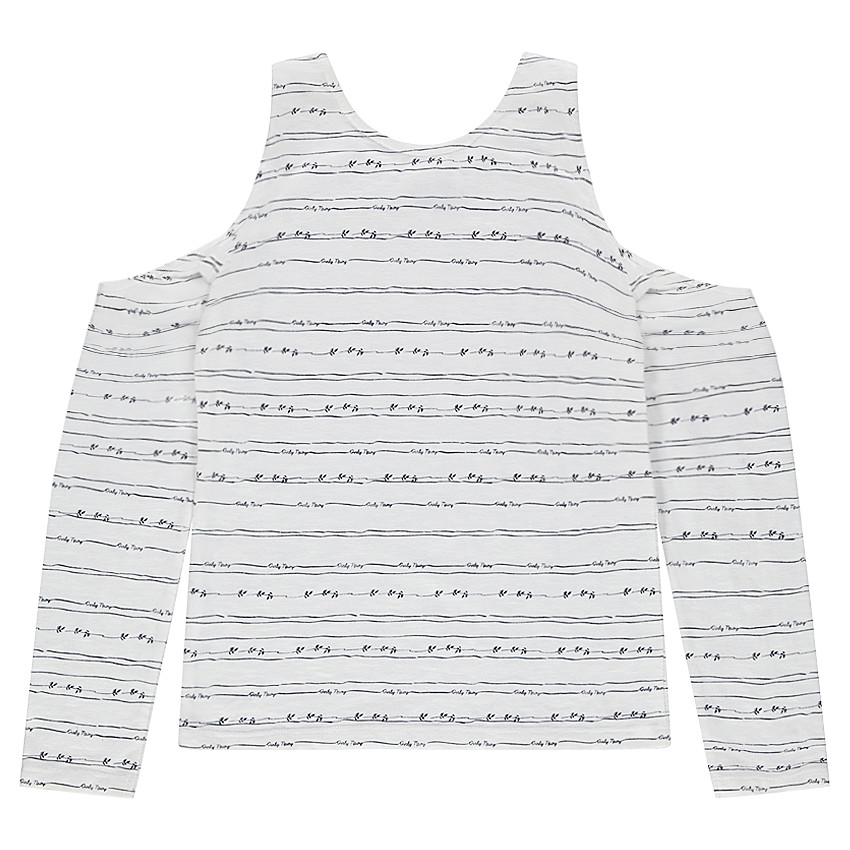 Junior - Tee-shirt manches longues à épaules dénudées et rayures 