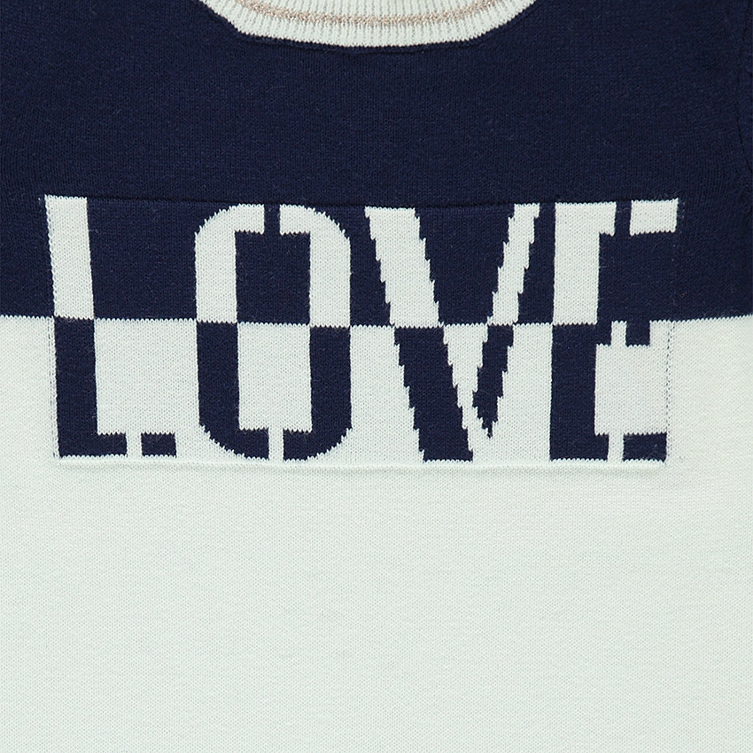 Junior - Robe manches courtes en tricot avec message en jacquard 