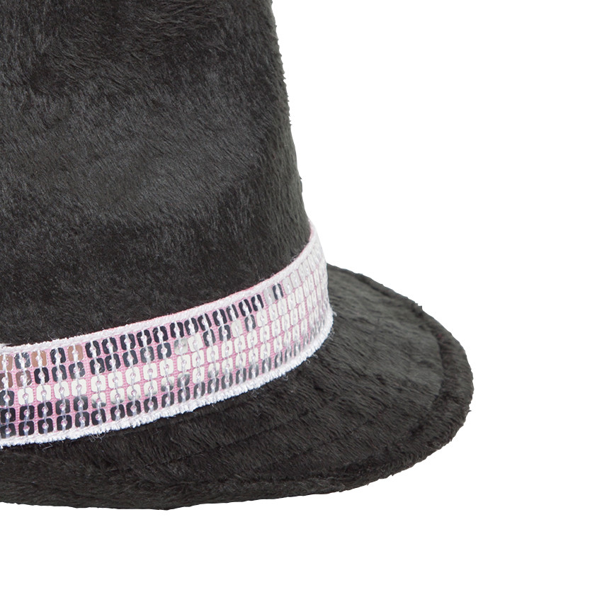 Borsalino en sherpa à sequins roses 