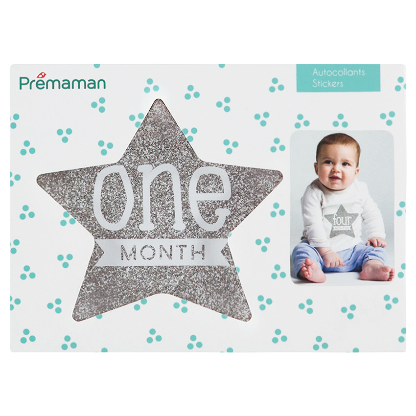 12 Stickers en forme détoile mois par mois 