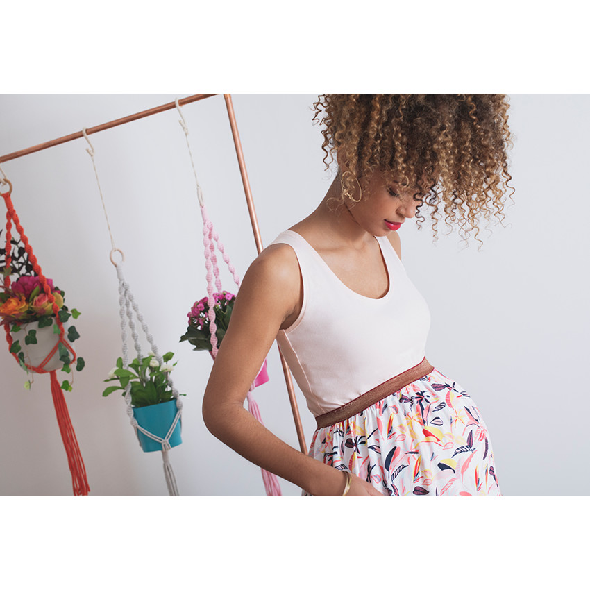 Jupe longue de grossesse à imprimé végétal all-over 