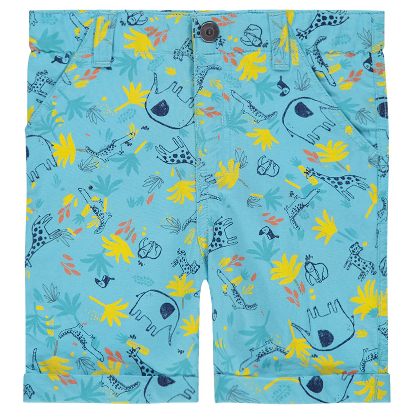 Bermuda en coton avec animaux printés all-over 
