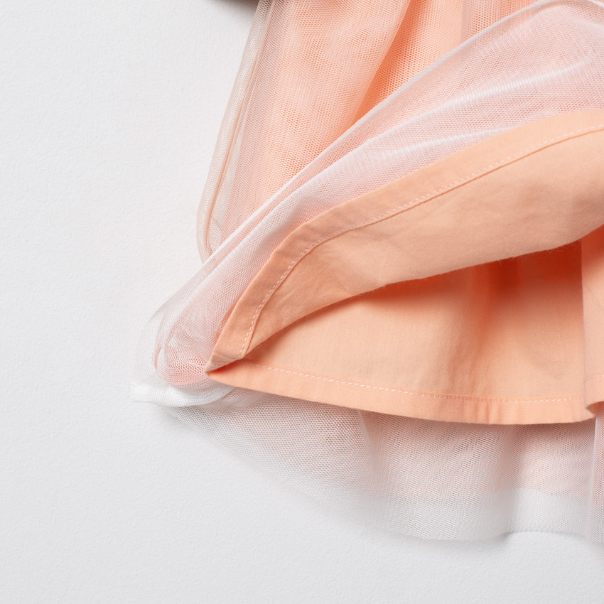 Robe manches longues bi-matière effet 2 en 1 print princesse 