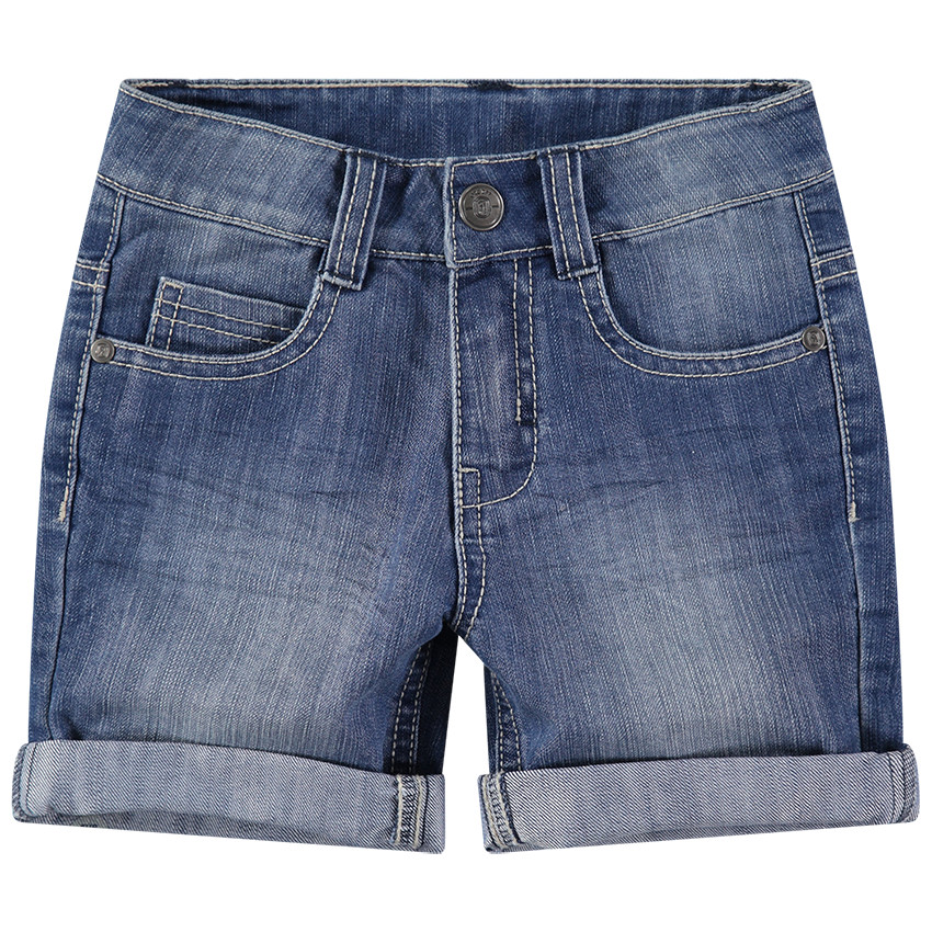 Bermuda en jeans effet used et crinkle 