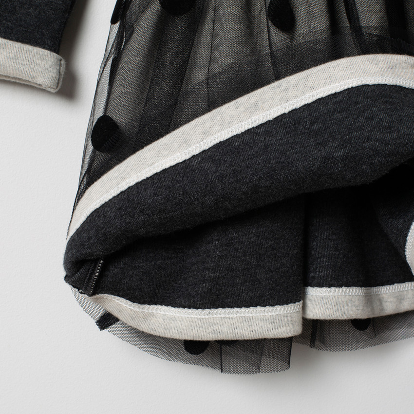 Robe de fêtes effet 2 en 1 en tulle à pois et molleton 