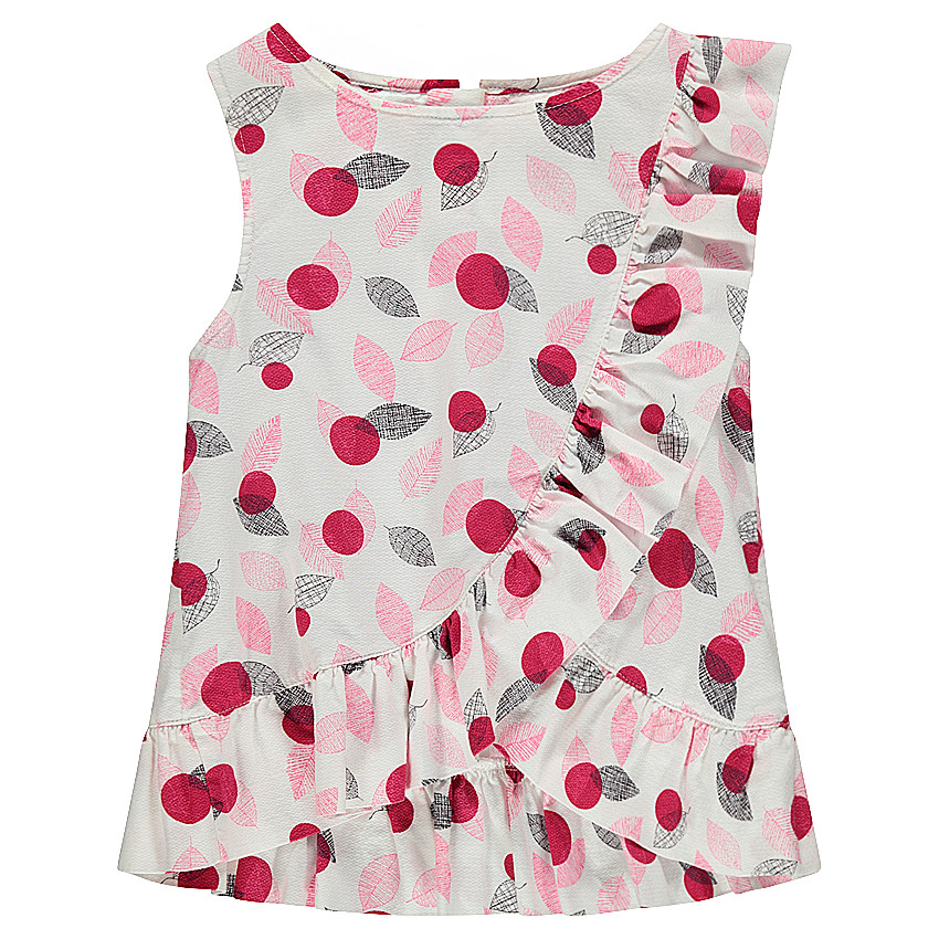 Top volanté sans manches à feuilles imprimées all-over 