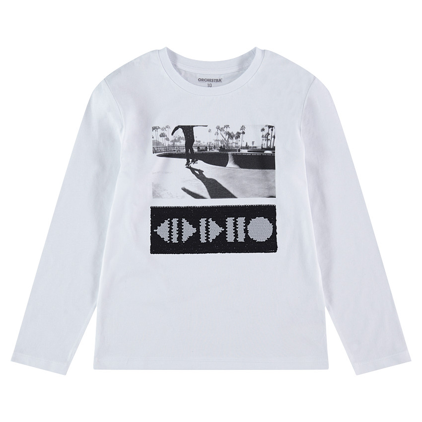 Junior - Tee-shirt manches longues en jersey avec motif en sequins magiques 