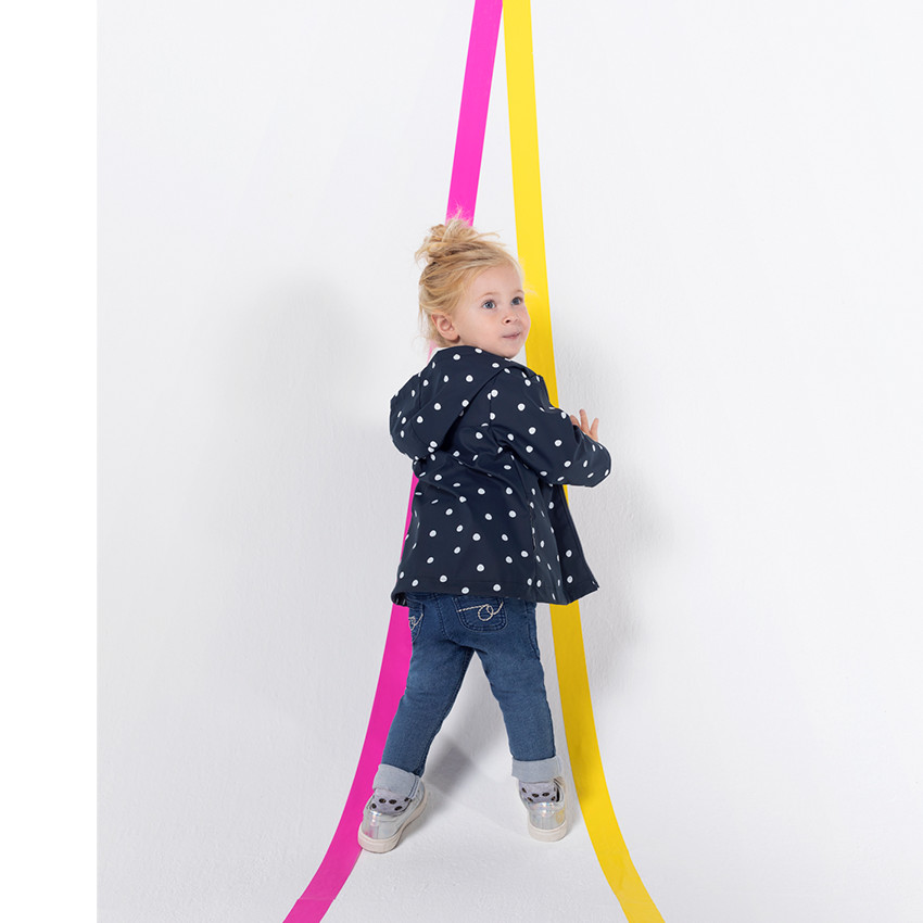 Parka en gomme à pois all-over doublée jersey 