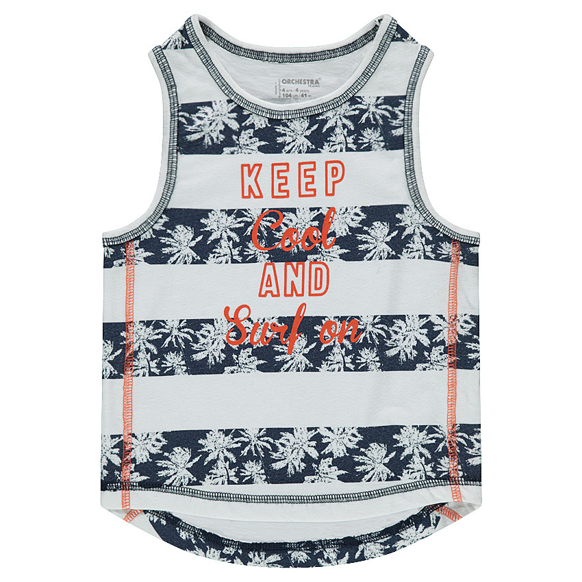 Débardeur avec bandes à palmiers et message printés 