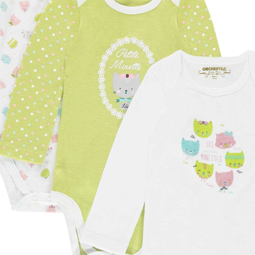 Body manches longues en jersey avec chats printés 