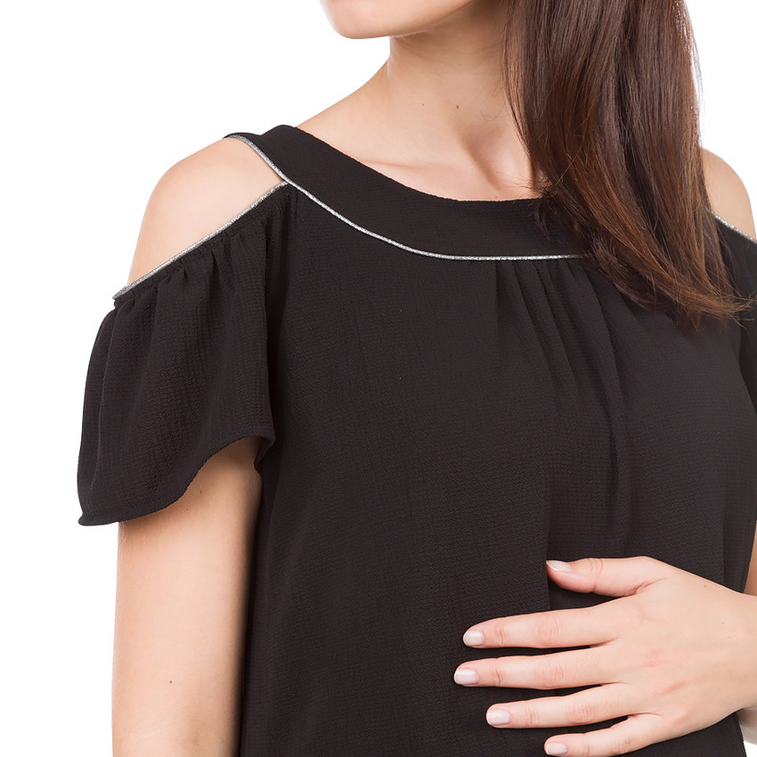 Robe de grossesse en crêpe avec épaules dénudées 