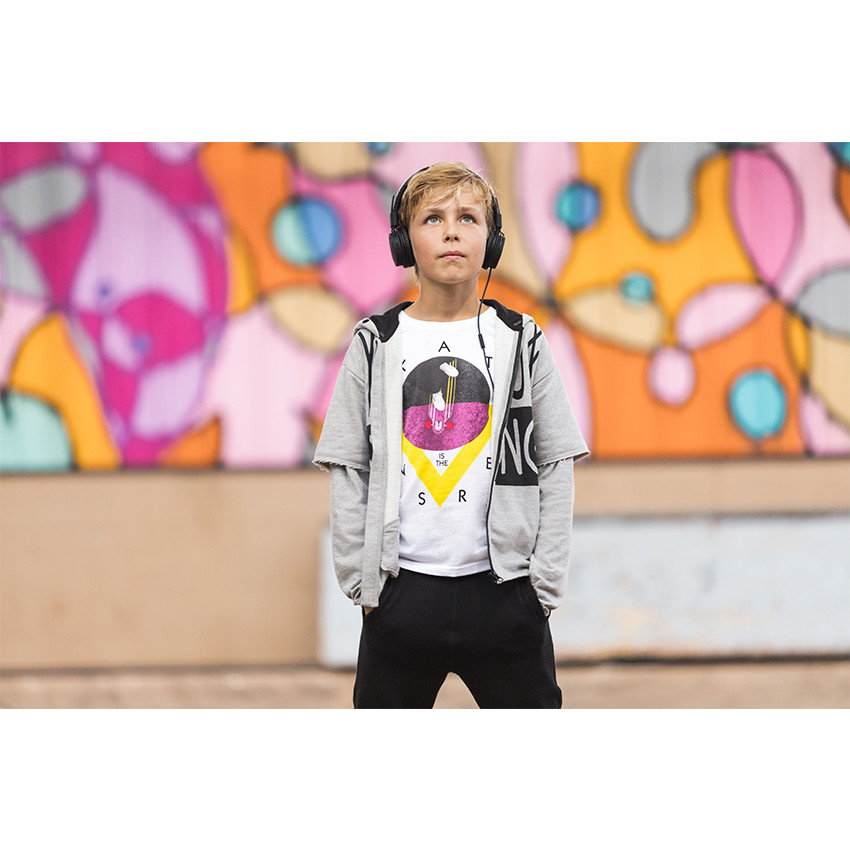 Junior - Tee-shirt manches longues en jersey uni avec print fantaisie 