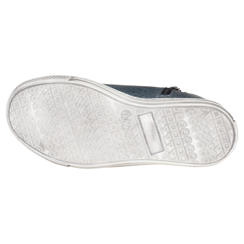 Bottillons en cuir effet métallisé avec strass à zip et lacets  