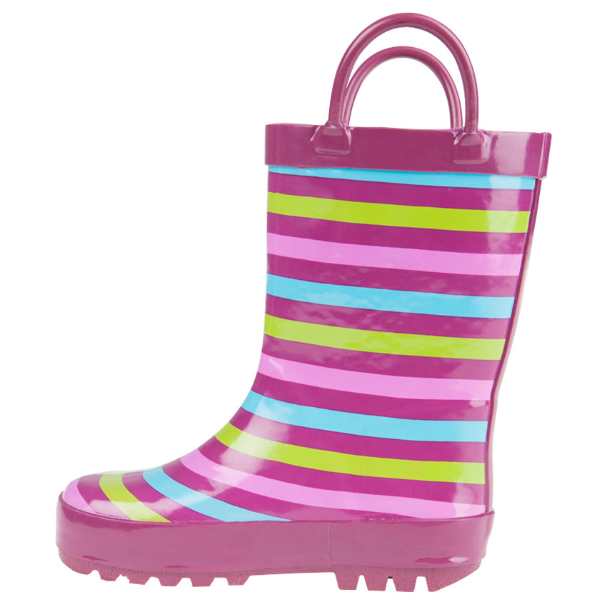 Bottes de pluie à rayures multicolores avec anses 