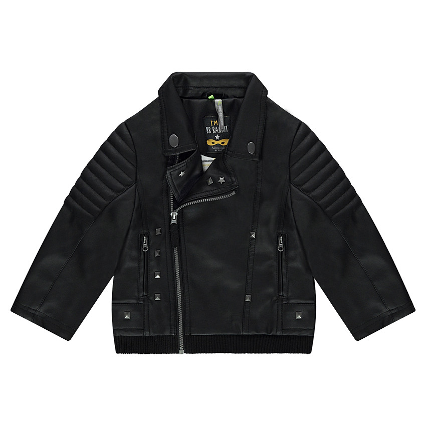 Perfecto en simili cuir avec rivets métallisés et texte printé au dos 