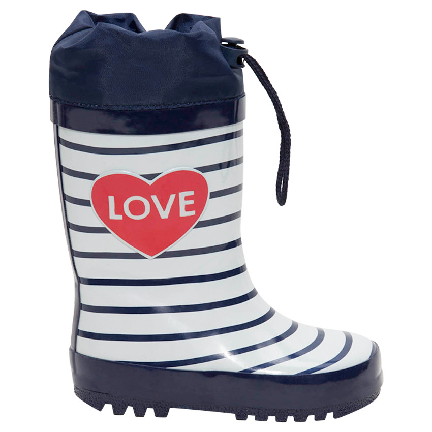 Bottes de pluie rayées en caoutchouc avec col imperméable print coeur du 28 au 35 