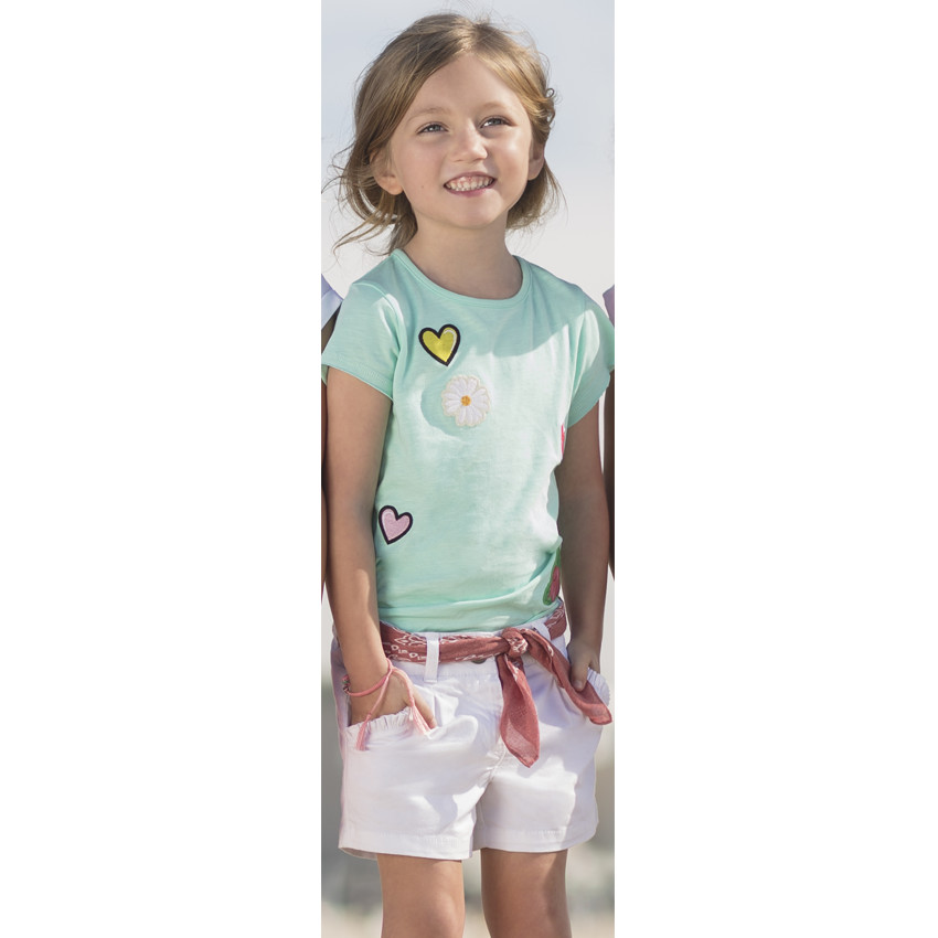 Short en twill avec volants sur les poches 