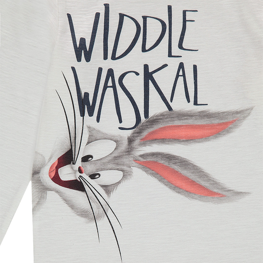 Tee-shirt manches longues en jersey slub avec print Warner/Looney Tunes Bugs Bunny 